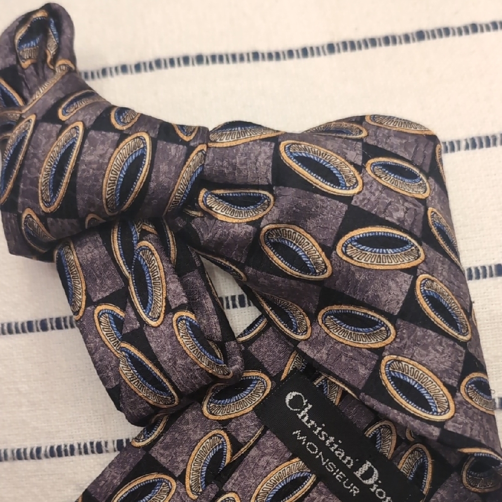 Dior Men's Patterned Tie - Brown and Blue